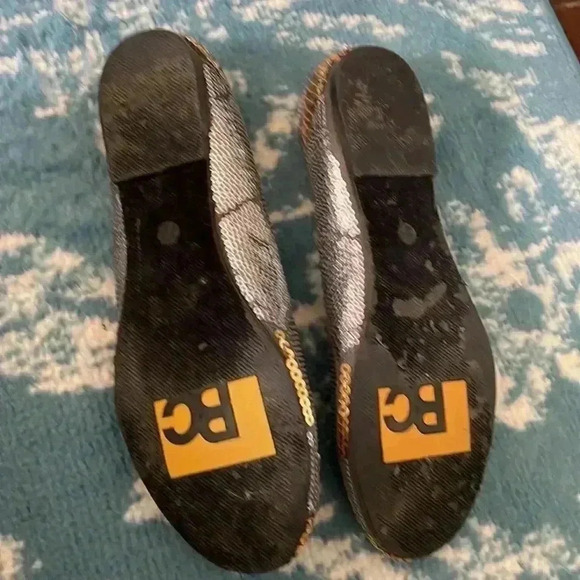 BC Golden and silver sequin canvas ballet flats seven - Picture 4 of 7